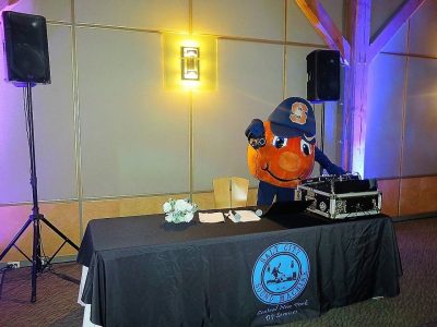 Wedding DJ services Syracuse being visited by Syracuse University legendary mascot